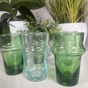 Verres Beldi transparent et vert - Origine Maroc