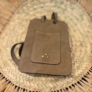 pochette pour telephone taupe clair fait main