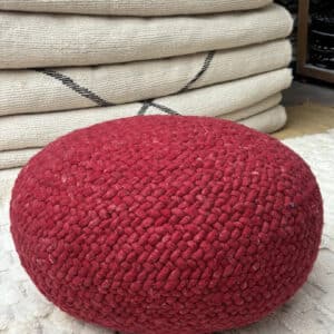 pouf marocain rond rouge