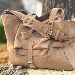 sac à main en cuir de daim camel clair