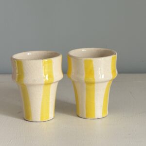 Tasse à café Beldi Céramique rayures jaunes Collection Soleil