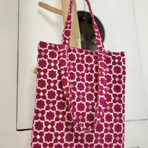 Tote bag velours fushia